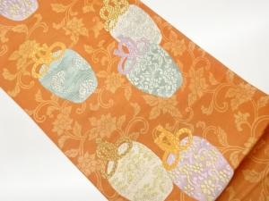 仕覆に花唐草模様織出し袋帯